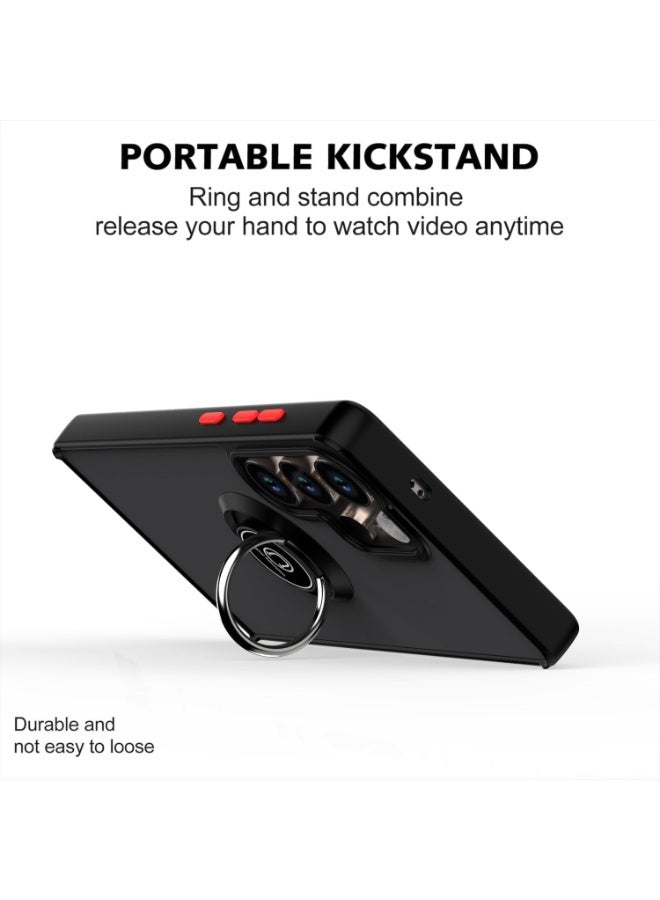 جراب لهاتف سامسونج جالاكسي إس 26 ألترا 5G مع حامل حلقي، غطاء واقٍ غير لامع وشفاف مقاوم للصدمات لهاتف سامسونج جالاكسي إس 26 ألترا - Image 2